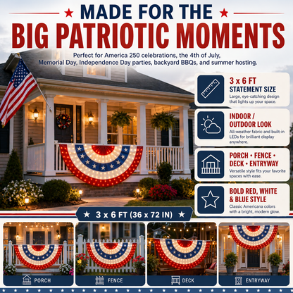 3 x 6 Ft LED Patriotic Bunting Banner for America’s 250th