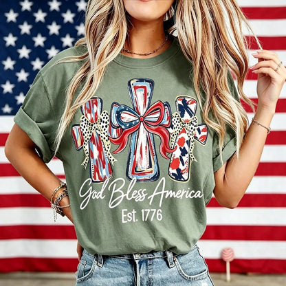 God Bless America Women Washed T-shirt Vintage 250 Years America Anniversary USA 250th Birthday Gift Shirt Memorial Independence Day 4th of July Men Women Cotton Tee Shirt