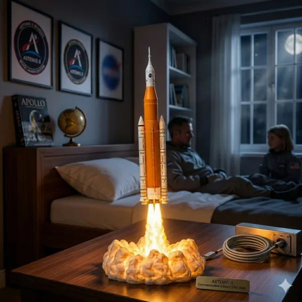 🚀✨ Space Mission Inspired Rocket Lamp – Commemorative Night Light for Dreamers & Explorers