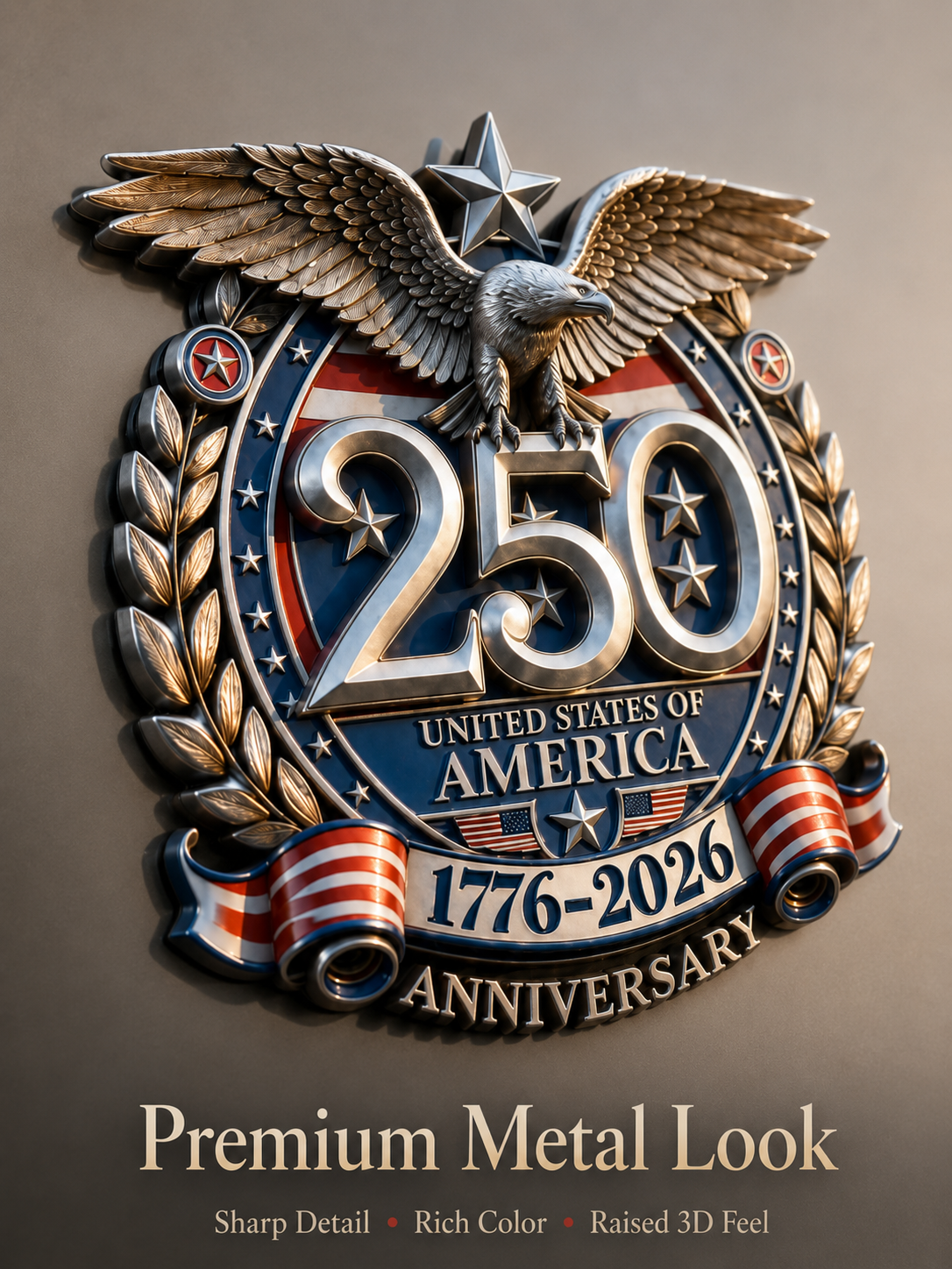 🇺🇸 250th Anniversary United States of America Metal Emblem Celebrate 250 Years of American Pride