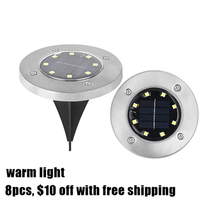🌙 Solar Ground Lights – 8 LED Outdoor Disk Lights