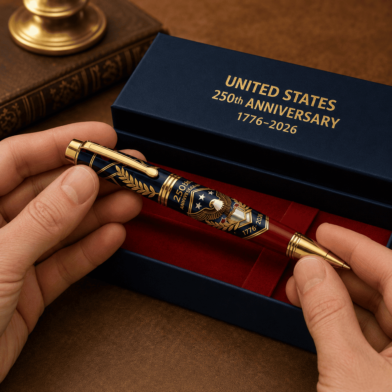 🖊100% Handmade U.S. 250th Anniversary Pen | Crafted From Real Titanium Alloy & Bullet Casing(Gofair Handmade®)