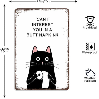 🐾💕 Vintage Cat Bathroom Sign - "Welcome to the Bathroom"