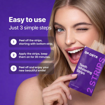Leafora Purple Teeth Whitening Strips - 7/21 Whitening Sessions - Safe for Enamel - Non Sensitive Teeth Whitening - Peroxide-Free