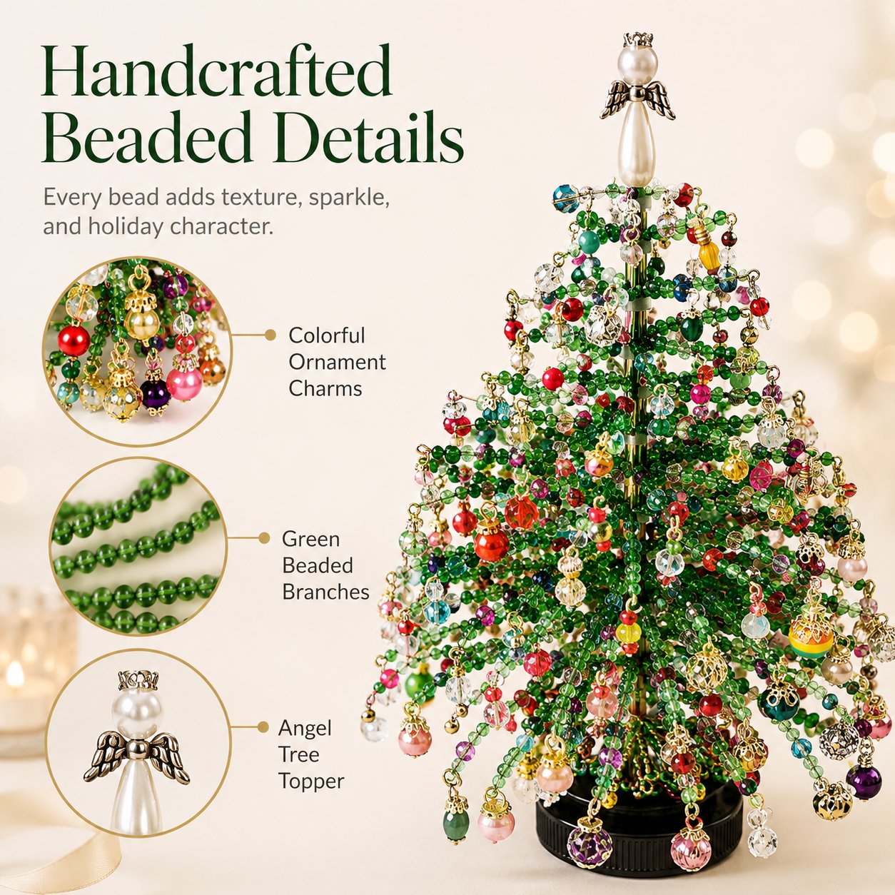 🔥🎁🎄✨ DIY Beaded Christmas Tree Kit – 🎅Create Your Own Sparkling Holiday Decoration