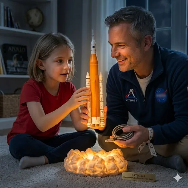 🚀✨ Space Mission Inspired Rocket Lamp – Commemorative Night Light for Dreamers & Explorers