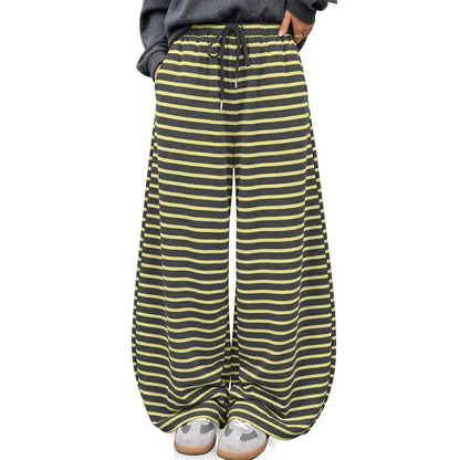 Womens Wide Leg Striped Barrel Pants Casual Loose Vintage Trousers with Pockets Oversized 2026