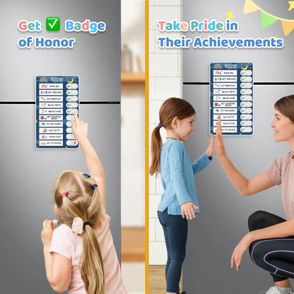 🧒👧2-in-1 Kids Magnetic Routine Chart Set (22 Pieces) | Bedtime & Morning Visual Schedule for Toddlers