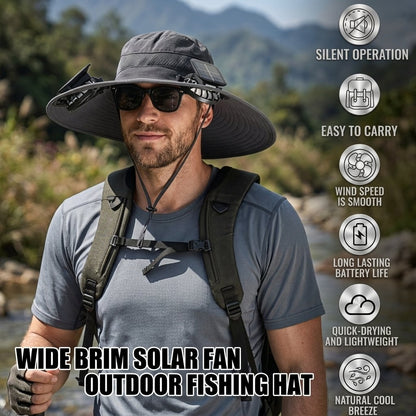 🔥Early Father's Day Sale 60% OFF🧢Wide Brim Solar Fan Outdoor Fishing Hat & USB Charging