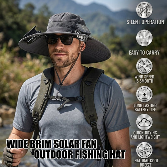 🔥Early Father's Day Sale 60% OFF🧢Wide Brim Solar Fan Outdoor Fishing Hat & USB Charging