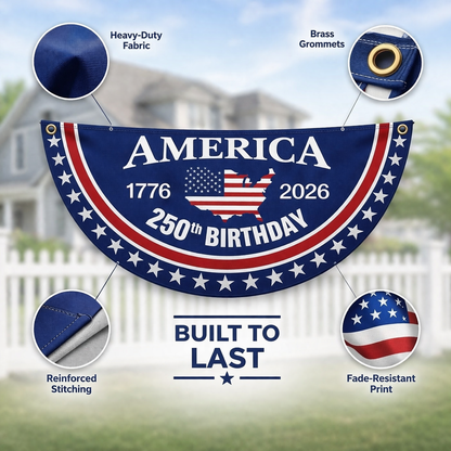 USA 250th Birthday Bunting: Hand-Sewn Stripes & Heavy-Duty Nylon 🧵🇺🇸