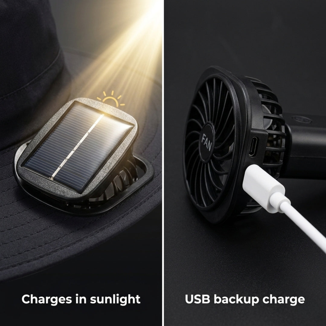 🔥Early Father's Day Sale 60% OFF🧢Wide Brim Solar Fan Outdoor Fishing Hat & USB Charging